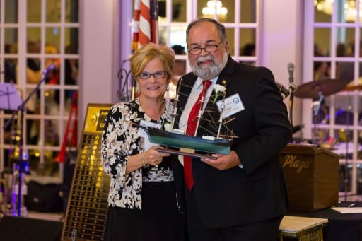 2017 Citizen of the Year Cheryl Delafano with Patrick Theberge presenting at the award ceremony
